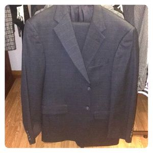 42R grey windowpane blue suit with 36x32 pant